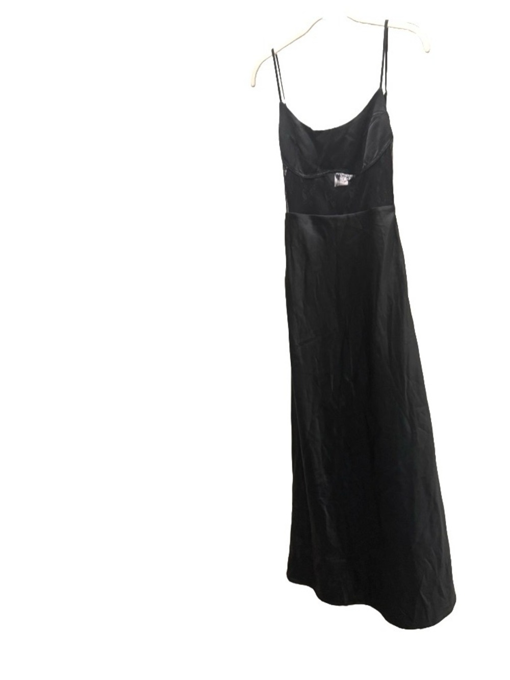 Princess Polly Elegant Black Satin Slip Dress with Delicate Straps